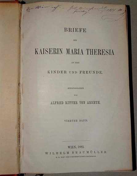 <em>frontispice du livre du chevalier d'Arneth (1881)</em>